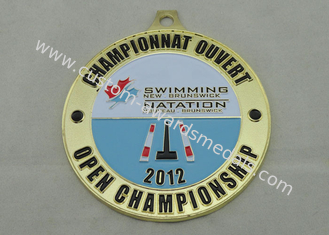 Medalla del esmalte de Nuevo Brunswick de la natación, chapado en oro, erosión en ambos lados