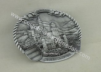 El embrague de lujo personalizado Badges la galjanoplastia de plata antigua de las insignias del metal del recuerdo 3D