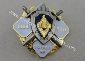 Las insignias del recuerdo de la policía de la aleación del cinc con el esmalte suave 3D diseñan con el chapado en oro