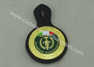 La aleación del cinc de Guardie Ecozoofile a presión los llaveros de cuero personalizados de la fundición con el chapado en oro