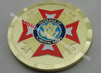 Veteranos del chapado en oro de la aleación del cinc de las monedas personalizadas de las guerras extranjeras con el esmalte suave, para conmemorativo