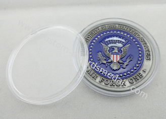 Metal la moneda de Air Force One/las monedas personalizadas aleación del esmalte del cinc con la galjanoplastia de plata antigua
