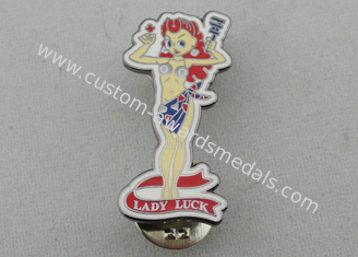 Señora Luck Hard Enamel Pin, Pin duro del esmalte de la aleación del cinc con el niquelado negro