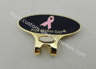 Clip rosado de cobre amarillo personalizado del casquillo de golf de la cinta con el esmalte suave, clip metálico