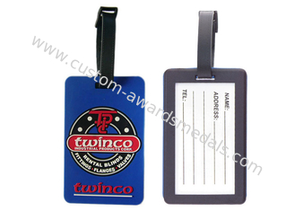 Etiqueta suave promocional de encargo del equipaje del Pvc de Twinco, etiquetas personalizadas del equipaje