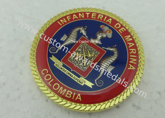 monedas personalizadas puerto deportivo modificadas para requisitos particulares 3D, monedas de Colombia del desafío con la aleación del cinc