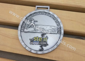 Medalla suave redonda del metal de la raza del boxeo del oro del esmalte 3D con el cuello para los regalos promocionales