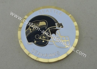 Los Seattle Seahawks personalizaron monedas por el latón sellado con el borde y la caja de la cuerda 1,75 pulgadas