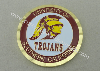 Monedas personalizadas selladas latón de la Universidad de California del Sur con el borde del corte del diamante