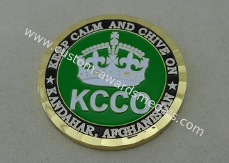 Las monedas militares de encargo de 2,0 pulgadas KCCO por de cobre amarillo mueren chapado pegado y en oro