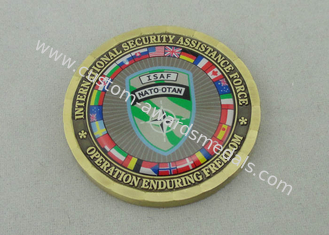 Las monedas personalizadas OTAN de la OTAN de 2,0 pulgadas ISAF cerca a presión fundición y el chapado en oro