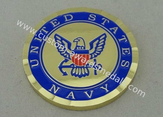 La marina americana Personalizó la moneda por de cobre amarillo muere AND1 pegado 3/4 pulgada, caja transparente llena