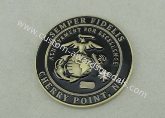 la marina de guerra SEMPER FIDELIS de 3D los E.E.U.U. personalizó las monedas de cobre amarillo muere galjanoplastia de cobre amarillo pegado/de la antigüedad