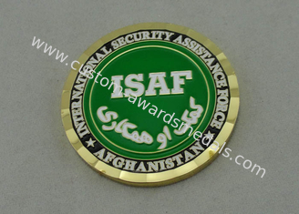 El latón ISFA personalizó al ejército que muere la moneda borde pegado, transparente del diamante de la caja