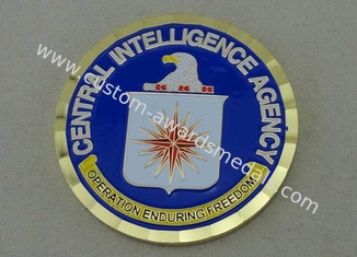 Moneda militar de cobre amarillo de la CIA, esmalte suave y chapado en oro