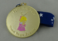 Medalla del esmalte de los acontecimientos de la rabia del camino del chapado en oro con la cinta para la reunión de deporte